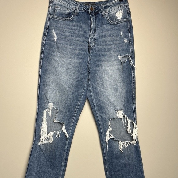 Flying Monkey Denim - Ultra High‎ Rise Straight Distressed Y2K Jeans Flying Monkey Womens Size 28
